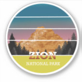 Nationaal park Retro Zion Sunset Vintage Utah Sticker (Voorkant)