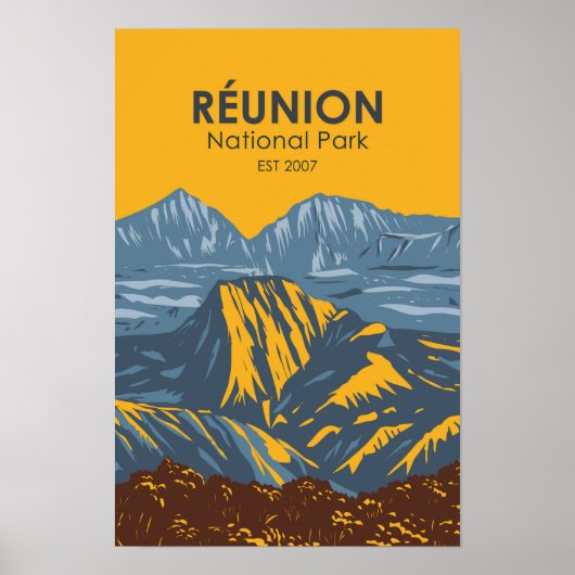 Nationaal park Réunion Retro Poster (Voorkant)