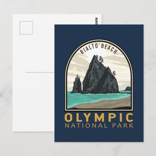 Nationaal park Rialto Beach  Emblem Briefkaart (Voorkant / Achterkant)