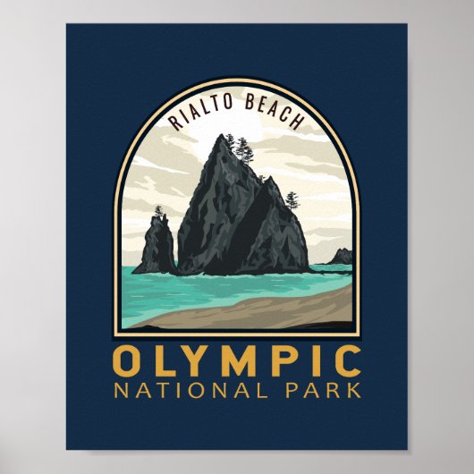 Nationaal park Rialto Beach  Emblem Poster (Voorkant)