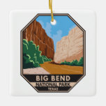 Nationaal park Rio Grande Vintage Big Bend Keramisch Ornament<br><div class="desc">Big Bend  vectorontwerp. Het Big Bend National Park ligt in het zuidwesten van Texas en omvat de hele bergketen Chisos en een grote watje van de Chihuahuan woestijn.</div>