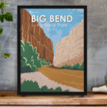 Nationaal park Rio Grande Vintage Big Bend Poster<br><div class="desc">Big Bend  vectorontwerp. Het Big Bend National Park ligt in het zuidwesten van Texas en omvat de hele bergketen Chisos en een grote watje van de Chihuahuan woestijn.</div>