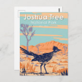 Nationaal park Roadrunner Vintage Joshua Tree Briefkaart (Voorkant / Achterkant)