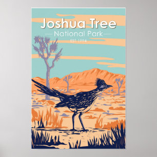Nationaal park Roadrunner Vintage Joshua Tree Poster