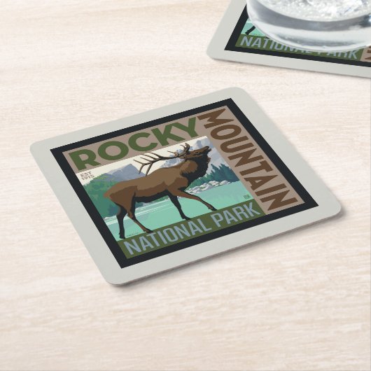 Nationaal park Rocky Mountain | Elk Kartonnen Onderzetters (Schuin)