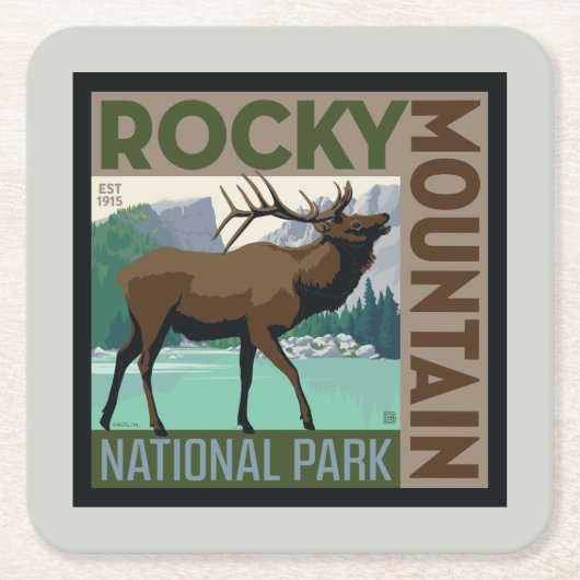Nationaal park Rocky Mountain | Elk Kartonnen Onderzetters (Voorkant)