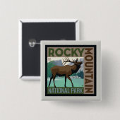 Nationaal park Rocky Mountain | Elk Vierkante Button 5,1 Cm (Voorkant /achterkant)