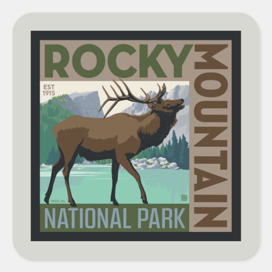 Nationaal park Rocky Mountain | Elk Vierkante Sticker (Voorkant)