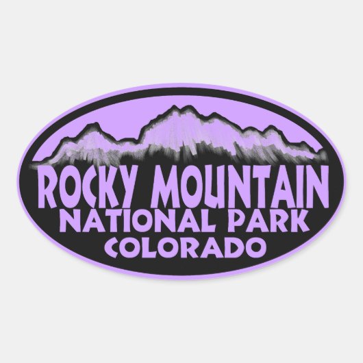 Nationaal park Rocky Mountain paarse ovale sticker (Voorkant)
