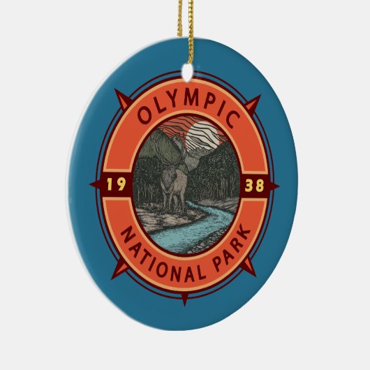 Nationaal park Roosevelt Elk Retro Compass Keramisch Ornament (Rechts)