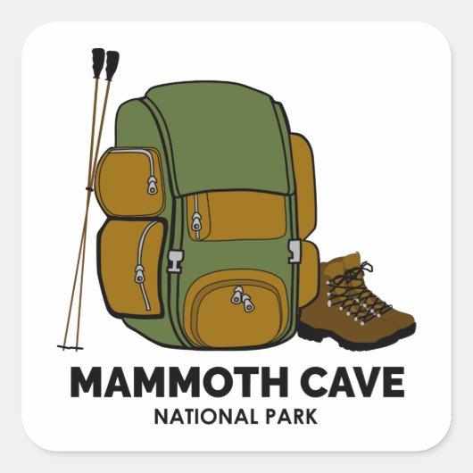 nationaal park rugzak van Mammoth Cave Vierkante Sticker (Voorkant)