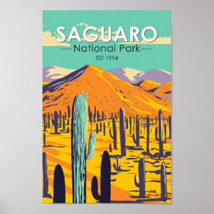 Nationaal Park Saguaro Cacti in het voorjaar van d Poster