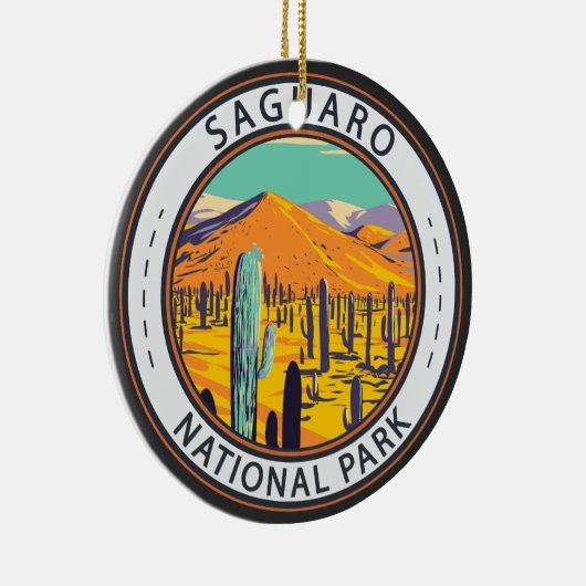 Nationaal Park Saguaro Cacti in Spring Badge Keramisch Ornament (Rechts)