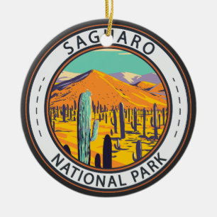 Nationaal Park Saguaro Cacti in Spring Badge Keramisch Ornament