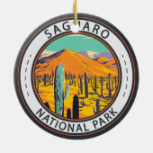 Nationaal Park Saguaro Cacti in Spring Badge Keramisch Ornament (Achterkant)