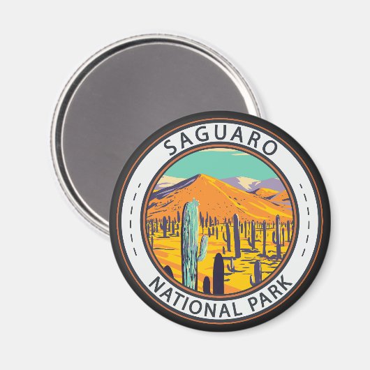 Nationaal Park Saguaro Cacti in Spring Badge Magneet (Voorkant / Achterkant)
