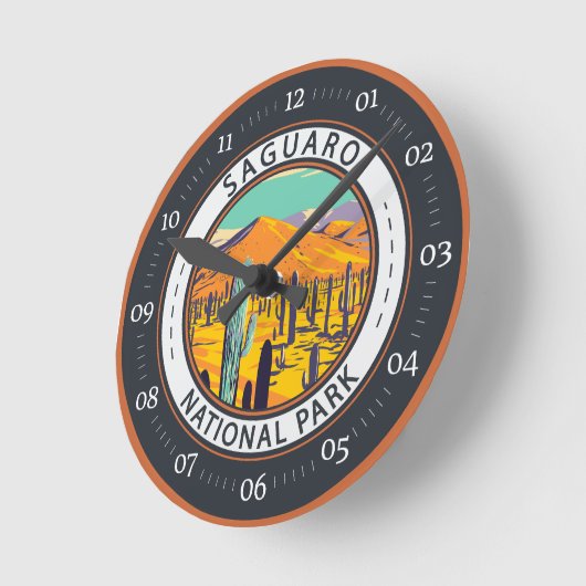 Nationaal Park Saguaro Cacti in Spring Badge Ronde Klok (Hoek)
