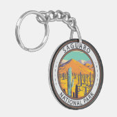 Nationaal Park Saguaro Cacti in Spring Badge Sleutelhanger (Voorkant Links)