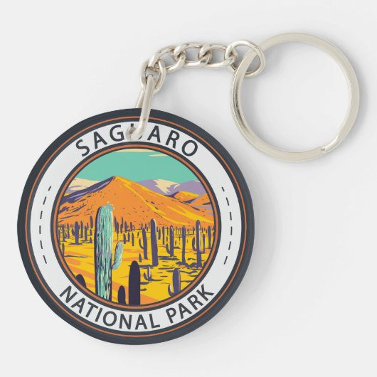 Nationaal Park Saguaro Cacti in Spring Badge Sleutelhanger (Achterkant)