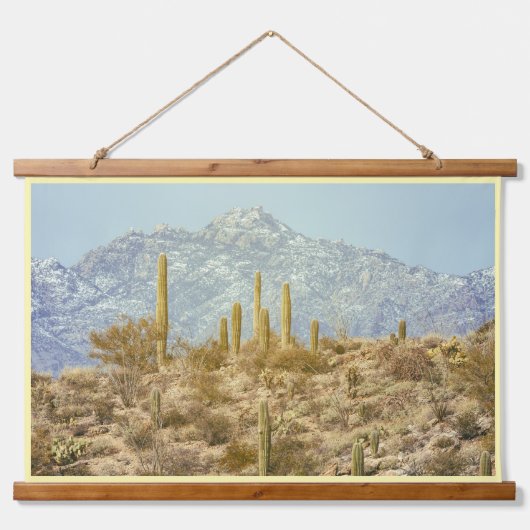 Nationaal park Saguaro met bergen Hangend Wandkleed (Voorkant)