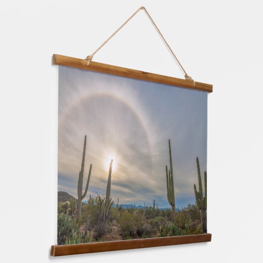 Nationaal park Saguaro met zonnescherm Hangend Wandkleed (Gebogen)