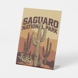 Nationaal park Saguaro Reclamebord Met Voetstuk
