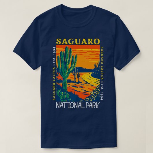Nationaal Park Saguaro  Saguaro Cactus Vinta T-shirt (Design voorkant)