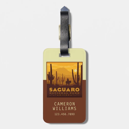 Nationaal park Saguaro Square | Arizona Bagagelabel (Achterkant verticaal)