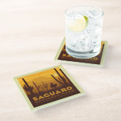 Nationaal park Saguaro Square | Arizona Glazen Onderzetter (Schuin)