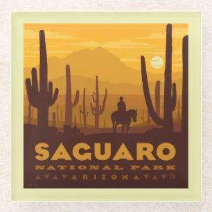 Nationaal park Saguaro Square   Arizona Glazen Onderzetter