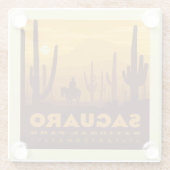 Nationaal park Saguaro Square | Arizona Glazen Onderzetter (Achterkant)