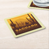 Nationaal park Saguaro Square | Arizona Kartonnen Onderzetters (Schuin)