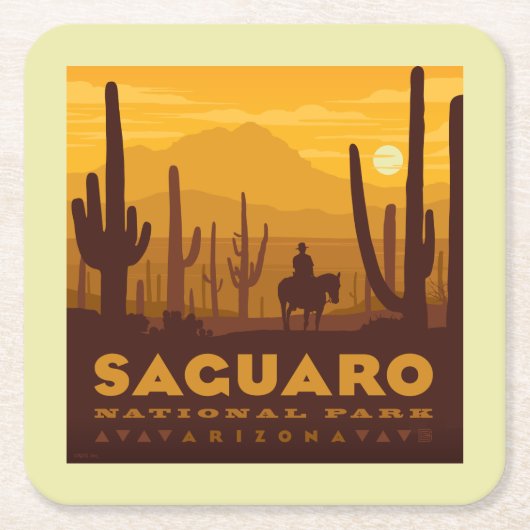 Nationaal park Saguaro Square | Arizona Kartonnen Onderzetters (Voorkant)