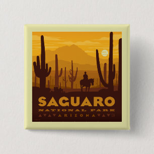 Nationaal park Saguaro Square   Arizona Vierkante Button 5,1 Cm