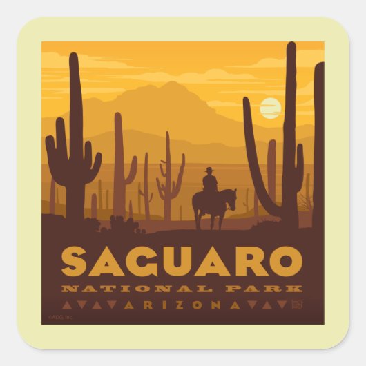 Nationaal park Saguaro Square | Arizona Vierkante Sticker (Voorkant)