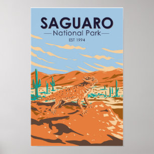 Nationaal park Saguaro - Vintage voor de geharrewa Poster