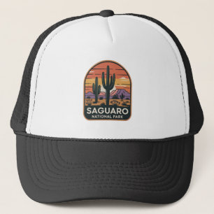 Nationaal Park Saguaro Vintage Woestijnbadge Trucker Pet