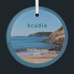 Nationaal park Sand Beach Acadia Glas Ornament<br><div class="desc">Sand Beach Acadia National Park Glass Ornament. De eerste halte op de Acadia National Park Loop is Zand Beach. Pas dit prachtige afbeelding met hoge resolutie aan met uw familienaam,  en het jaar dat u bezocht.</div>