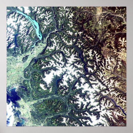 Nationaal park Satellite Afbeelding North Cascades Poster (Voorkant)