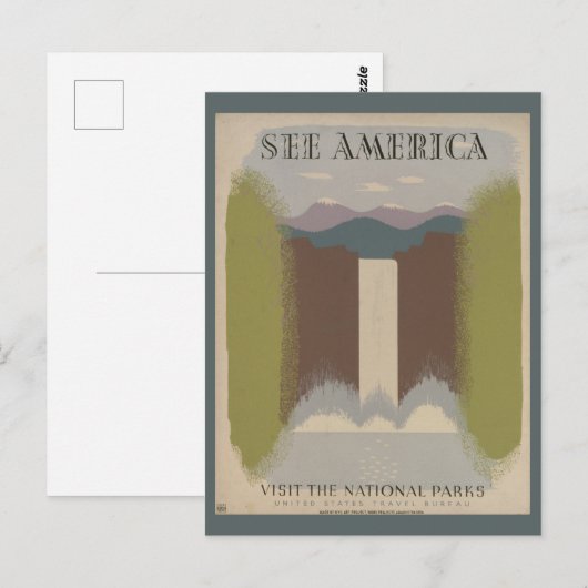  Nationaal Park See America Retro Travel Briefkaart (Voorkant / Achterkant)