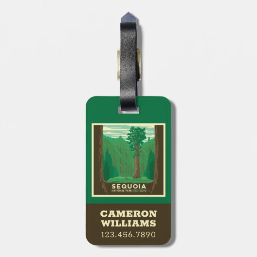 Nationaal park Sequoia Bagagelabel (Achterkant verticaal)