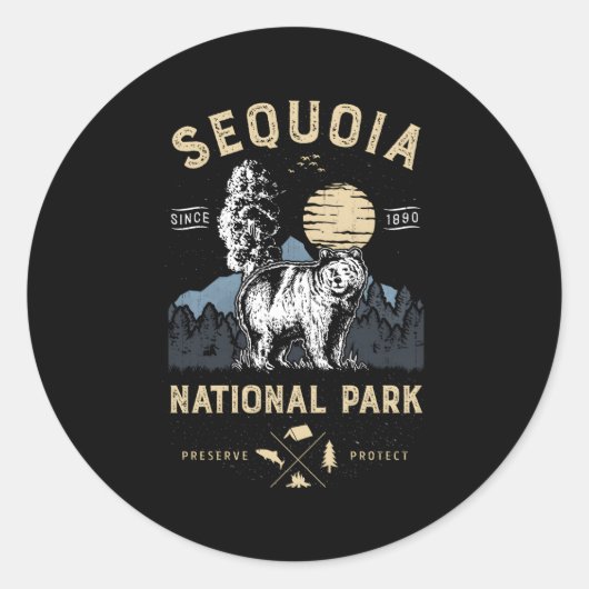 Nationaal Park Sequoia Ronde Sticker (Voorkant)