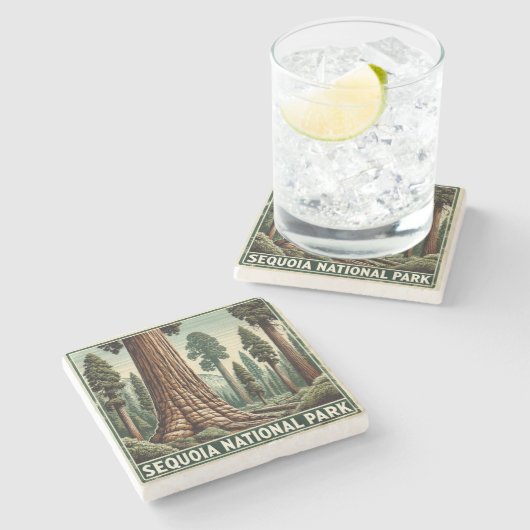 Nationaal park Sequoia Stenen Onderzetter (Zijkant)
