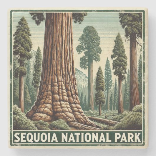 Nationaal park Sequoia Stenen Onderzetter (Voorkant)