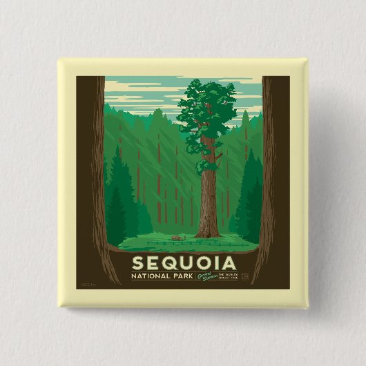 Nationaal park Sequoia Vierkante Button 5,1 Cm (Voorkant)
