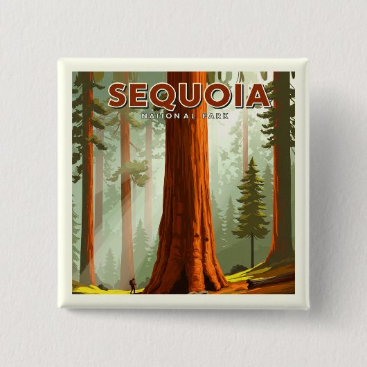 Nationaal park Sequoia Vierkante Button 5,1 Cm (Voorkant)