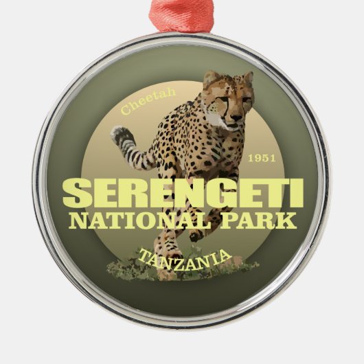 Nationaal Park Serengeti (Cheetah) WT Metalen Ornament (Voorkant)
