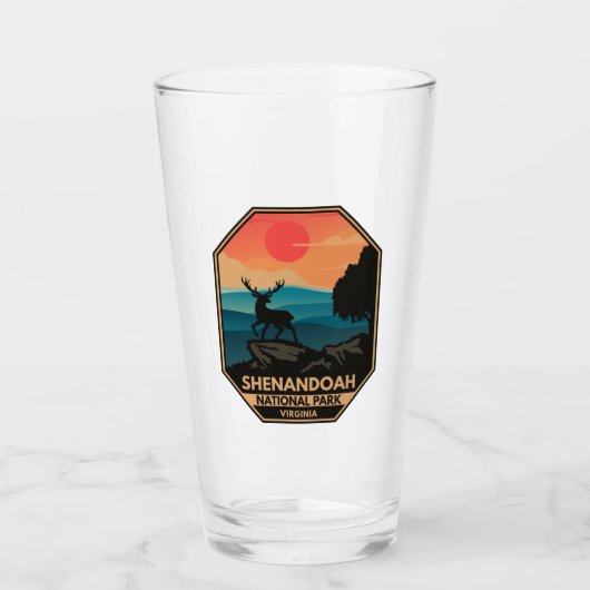 Nationaal Park Shenandoah Deer Minimal Retro Emble Glas (Voorkant)