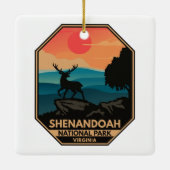 Nationaal Park Shenandoah Deer Minimal Retro Emble Keramisch Ornament (Achterkant)
