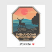 Nationaal Park Shenandoah Deer Minimal Retro Emble Sticker (Vel)